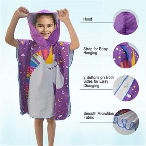 img 4 attached to 🦄 Colorful Star Kids Beach Towel Unicorn Pattern Sand Proof Hooded Changing Poncho: Quick-Dry Velvet Changing Robe Purple Toddler Swim Cover Up for Girls & Boys - Little Pony 25"x28