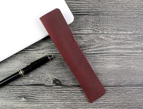 img 2 attached to Handmade Genuine Leather Single Pen Case Fountain Pen Sleeve Holder Pouch Cover Vintage (Red)