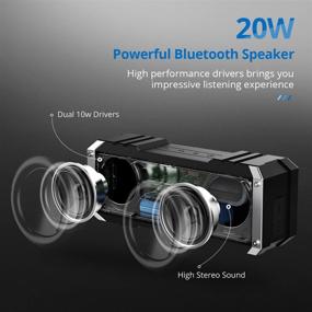 img 3 attached to 🔊 Portable Bluetooth Speaker - 20W, Long 30H Playtime, Loud Stereo Sound, IPX6 Waterproof, Detachable Hook - Ideal Wireless Speaker for Home, Backyard, Pool, Party