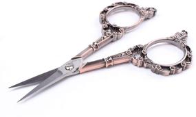 img 2 attached to 🔪 BIHRTC Set of 2 Pairs Vintage European Style Flower Pattern Sewing Scissors - Stainless Steel Tailor Craft Scissors for Needlework, Embroidery, and Beyond (Copper+Copper)