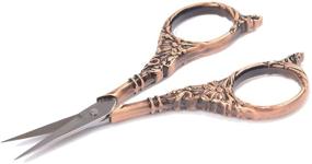 img 1 attached to 🔪 BIHRTC Set of 2 Pairs Vintage European Style Flower Pattern Sewing Scissors - Stainless Steel Tailor Craft Scissors for Needlework, Embroidery, and Beyond (Copper+Copper)