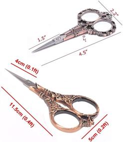 img 3 attached to 🔪 BIHRTC Set of 2 Pairs Vintage European Style Flower Pattern Sewing Scissors - Stainless Steel Tailor Craft Scissors for Needlework, Embroidery, and Beyond (Copper+Copper)