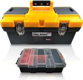 img 4 attached to 16.5-Inch AMM Toolbox with 9-Inch Storage Box for Hardware Parts: Ideal Tool Gift for Men, Perfect for Garage and Car Trunk Organization