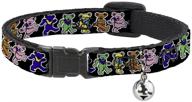 🐻 breakaway dancing bears black multi color cat collar - 8 to 12 inches, 0.5 inch wide logo