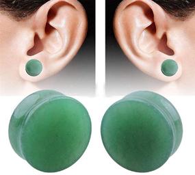 img 3 attached to 🌿 Kokoma 2Pairs Tiger Eyes & Green Jade Ear Plugs: Natural Stone Gauges for Double Flared Piercings