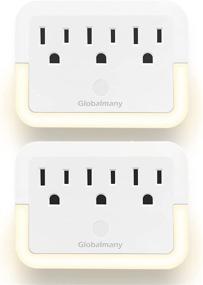 img 4 attached to 🔌 2-Pack Outlet Extender with Night Light - Globalmany Plug-in Warm White LED Nightlight for Hallway, Stairs, Bedroom, Living Room - Auto Dusk to Dawn Sensor Light - Multi Plug Socket Wall Outlet