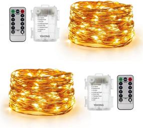 img 4 attached to 🎄 YIHONG 2 Pack Battery Operated Christmas Fairy Lights: 16ft Remote Control 8 Modes Firefly Twinkle Lights for Patio Garden Party - Warm White