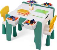🪑 xcsource 5-in-1 kids table and chair set with storage baskets - wood activity table for toddlers, ideal for arts, crafts, drawing, reading, playroom, eating - gender-neutral toddler table and chair set logo
