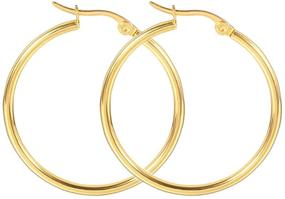 img 3 attached to High Polished Stainless Steel Rounded Hoop Earrings for Women Girls - Gipsy Earrings (Diameter Range: 12mm-70mm)