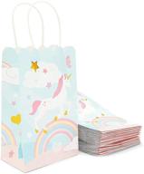 🦄 pastel rainbow unicorn party bags with handles - 24 pack (dimensions: 5.5 x 8.6 x 3 inches) logo