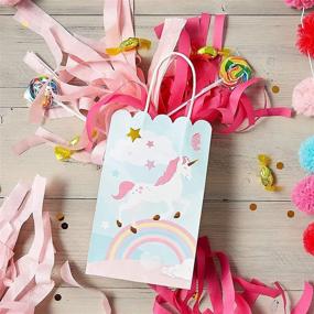 img 2 attached to 🦄 Pastel Rainbow Unicorn Party Bags with Handles - 24 Pack (Dimensions: 5.5 x 8.6 x 3 Inches)