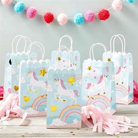 img 3 attached to 🦄 Pastel Rainbow Unicorn Party Bags with Handles - 24 Pack (Dimensions: 5.5 x 8.6 x 3 Inches)