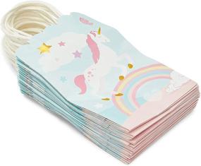 img 1 attached to 🦄 Pastel Rainbow Unicorn Party Bags with Handles - 24 Pack (Dimensions: 5.5 x 8.6 x 3 Inches)