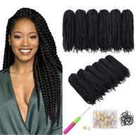 18-дюймовые 6 пакетов синтетического волокна marley twist braiding hair в цвете 1b - афро-кудрявые наращивания, натурально черные - идеальные для косичек и стайлинга логотип