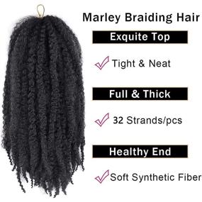 img 2 attached to 18-дюймовые 6 пакетов синтетического волокна Marley Twist Braiding Hair в цвете 1B - Афро-кудрявые наращивания, натурально черные - идеальные для косичек и стайлинга