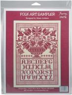 🧵 m&r technologies folk art sampler cross stitch kit – 10x14.75 inch, 14 count, acrylic, multicolour (0.63x22.86x30.48 cm) logo