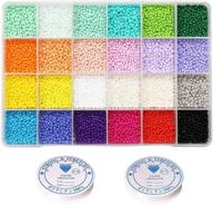 voomolove 8/0 3mm glass seed beads - 7200pcs, 24 colors - loose craft beads kit for jewelry making - earring making seed beads with 24-grid plastic storage box logo