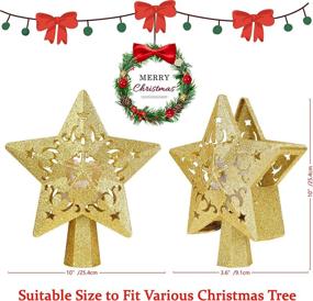 img 2 attached to 🌟 2021 Lighted Rotating Star Projector with Colorful Dot 3D Hollow Glitter Christmas Tree Topper - Gold Star for Festive Decorations and Gifts