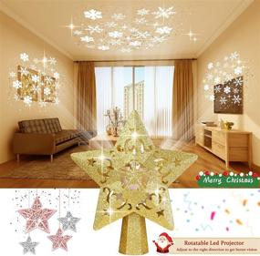 img 1 attached to 🌟 2021 Lighted Rotating Star Projector with Colorful Dot 3D Hollow Glitter Christmas Tree Topper - Gold Star for Festive Decorations and Gifts