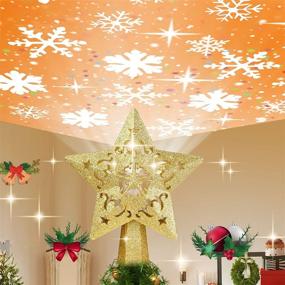 img 4 attached to 🌟 2021 Lighted Rotating Star Projector with Colorful Dot 3D Hollow Glitter Christmas Tree Topper - Gold Star for Festive Decorations and Gifts