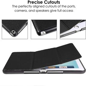 img 2 attached to 📱 Ultra Slim Lightweight Trifold Stand Case with Auto Sleep/Wake Smart Cover for Apple iPad 9.7 Inch (Black-3) - Compatible with iPad 9.7 2018/2017, iPad Air 2, iPad Air - iPad 6th/5th Gen