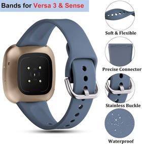 img 3 attached to 💦 Waterproof and Durable Slim Bands for Fitbit Sense and Versa 3 - Large Bluegray