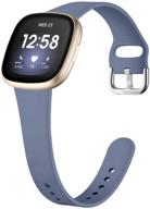 💦 waterproof and durable slim bands for fitbit sense and versa 3 - large bluegray logo