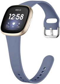 img 4 attached to 💦 Waterproof and Durable Slim Bands for Fitbit Sense and Versa 3 - Large Bluegray