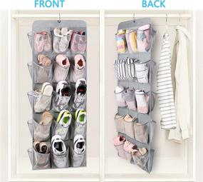 img 3 attached to MAXIMIZE Closet Space with MISSLO 30 Large Pockets Dual Sided Hanging Shoe Organizer in Grey