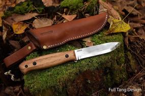 img 3 attached to BPS Knives BS2FTS Full Tang Bushcraft Knife with Leather Sheath - Outdoor Camping Fixed Blade Carbon Steel Knife, Leather Case Included - Bushcraft Gear with Wood Handle and Scandinavian Scandi Grind