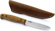 bps knives bs2fts full tang bushcraft knife with leather sheath - outdoor camping fixed blade carbon steel knife, leather case included - bushcraft gear with wood handle and scandinavian scandi grind логотип