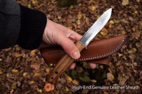 img 1 attached to BPS Knives BS2FTS Full Tang Bushcraft Knife with Leather Sheath - Outdoor Camping Fixed Blade Carbon Steel Knife, Leather Case Included - Bushcraft Gear with Wood Handle and Scandinavian Scandi Grind