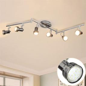 img 4 attached to 💡 Depuley Modern 6-Light LED Track Lighting Fixtures with Rotatable Heads, Directional Kitchen Ceiling Spotlight, Flush Mount Foldable Track Light Kit for Living Room, Dining Room, and Office with Swing Arms