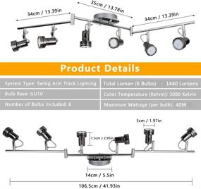 img 1 attached to 💡 Depuley Modern 6-Light LED Track Lighting Fixtures with Rotatable Heads, Directional Kitchen Ceiling Spotlight, Flush Mount Foldable Track Light Kit for Living Room, Dining Room, and Office with Swing Arms