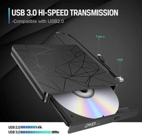 img 3 attached to 🖥️ Tesoky DVD Drive - Portable USB 3.0 Type C CD/DVD/VCD Drive for Laptop & Desktop PC - Windows & Mac Compatible - Black