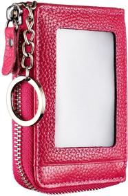 img 4 attached to Premium Authentic Leather Zipper Keychain With RFID Blocking Technology