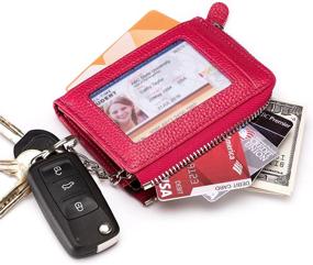 img 3 attached to Premium Authentic Leather Zipper Keychain With RFID Blocking Technology