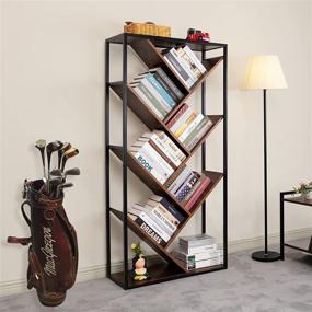 img 2 attached to 📚 LELELINKY 8-Tier Modern Industrial Bookshelf: Floor Standing Wine Storage Shelf and Organizer Shelves for Home, Office, School - Brown & Black