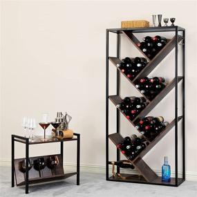 img 1 attached to 📚 LELELINKY 8-Tier Modern Industrial Bookshelf: Floor Standing Wine Storage Shelf and Organizer Shelves for Home, Office, School - Brown & Black