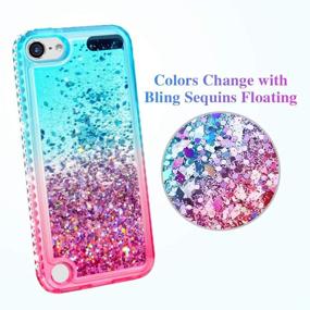 img 3 attached to Ruky Quicksand Glitter Liquid Case for iPod Touch 5th 6th 7th Generation - Teal Pink