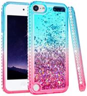 ruky quicksand glitter liquid case for ipod touch 5th 6th 7th generation - teal pink logo