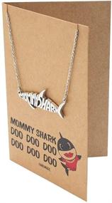 img 2 attached to 🦈 Quan Jewelry Baby Mommy Daddy Shark Necklace: Perfect Family Jewelry Gift with Funny Quotes + Greeting Card