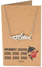 img 3 attached to 🦈 Quan Jewelry Baby Mommy Daddy Shark Necklace: Perfect Family Jewelry Gift with Funny Quotes + Greeting Card