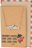 🦈 quan jewelry baby mommy daddy shark necklace: perfect family jewelry gift with funny quotes + greeting card logo