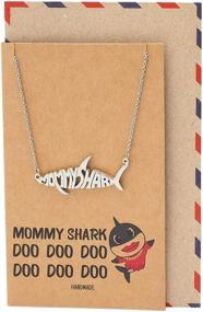 img 4 attached to 🦈 Quan Jewelry Baby Mommy Daddy Shark Necklace: Perfect Family Jewelry Gift with Funny Quotes + Greeting Card