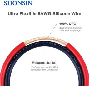 img 3 attached to 🔌 SHONSIN 6 Gauge Silicone Wire - Ultra Flexible 6 AWG Copper Wire - High Temperature Resistant - 100 Amps, 600V Rating - 10ft Red & 10ft Black Separated