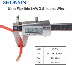 img 2 attached to 🔌 SHONSIN 6 Gauge Silicone Wire - Ultra Flexible 6 AWG Copper Wire - High Temperature Resistant - 100 Amps, 600V Rating - 10ft Red & 10ft Black Separated