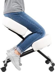 img 4 attached to VIVO Ergonomic Kneeling Chair - Improve Posture with Angled Seat 🪑 - Thick Cushions - Adjustable Stool for Home and Office - White (DN-CH-K01W)