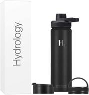 🥤 h2 hydrology adventure water bottle: 3 lids, double wall vacuum insulated stainless steel wide mouth, sports hot & cold leak proof sweat free thermos логотип