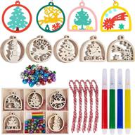 artmag 30pcs unfinished wooden hanging ornaments for diy christmas decorations logo